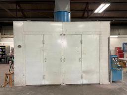 Binks Paint Booth, 26ft x 14ft x 9ft 6in H w/ Air Handler, Fans