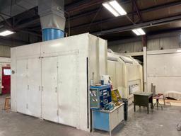 Binks Paint Booth, 26ft x 14ft x 9ft 6in H w/ Air Handler, Fans