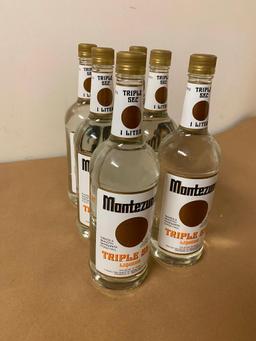 6 Bottles, Montezuma Triple Sec Liqueur, 1 Liter ea