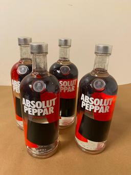 4 Bottles of Absolut Vodka Peppar 1 Liter Bottles