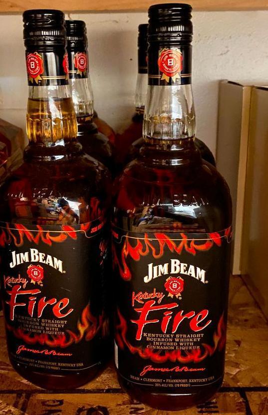 6 Bottles, Jim Beam Kentucky Fire Bourbon, Sinnamon, 1 Liter Bottles