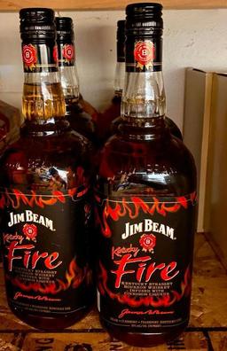 6 Bottles, Jim Beam Kentucky Fire Bourbon, Sinnamon, 1 Liter Bottles
