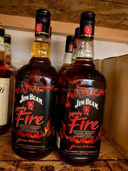6 Bottles, Jim Beam Kentucky Fire Bourbon, Sinnamon, 1 Liter Bottles
