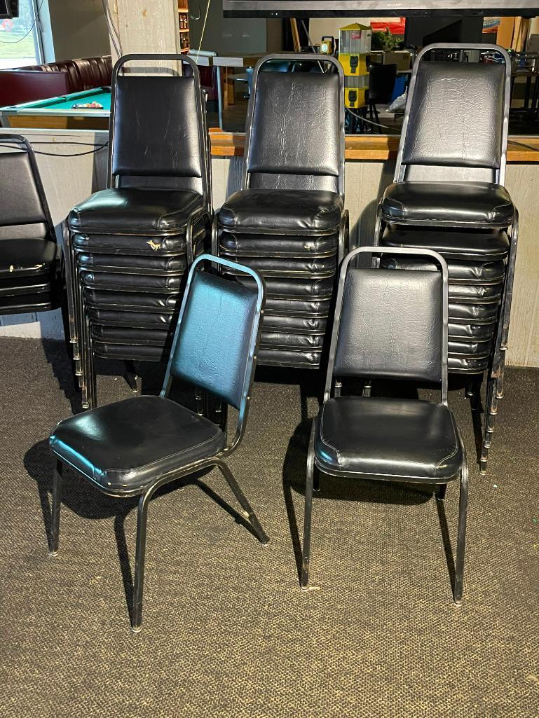 24 Good Stack Chairs, Metal Frame, Padded Seat & Back