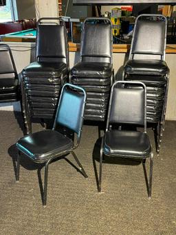 24 Good Stack Chairs, Metal Frame, Padded Seat & Back