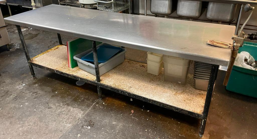Stainless Steel Prep Table w/ Lower Shelf & Commercial Can Opener, 96in x 30in x 34in h