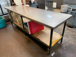 Stainless Steel Prep Table w/ Lower Shelf & Commercial Can Opener, 96in x 30in x 34in h
