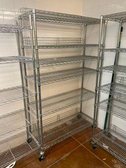 Mobile Chrome Shelving Dunnage Rack - NSF - 48in x 18in x 74in
