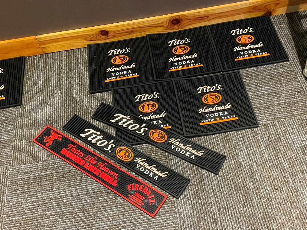 Lot of 8 Tito's Vodka + Rubber Bar Mats