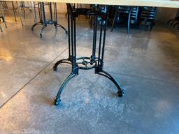 Restaurant Table, Solid Rock Maple Butcher Block Top, Antique Black Iron Ornate Base