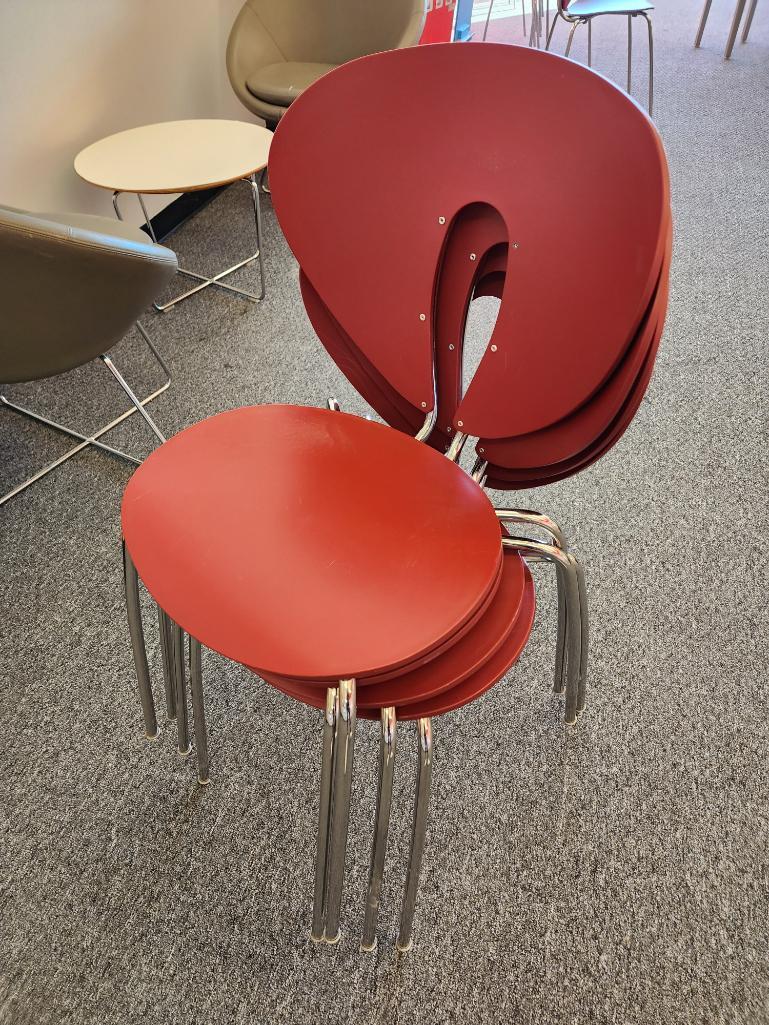 Lot of 4 Modern Style Stack Chairs w/ Chrome Base