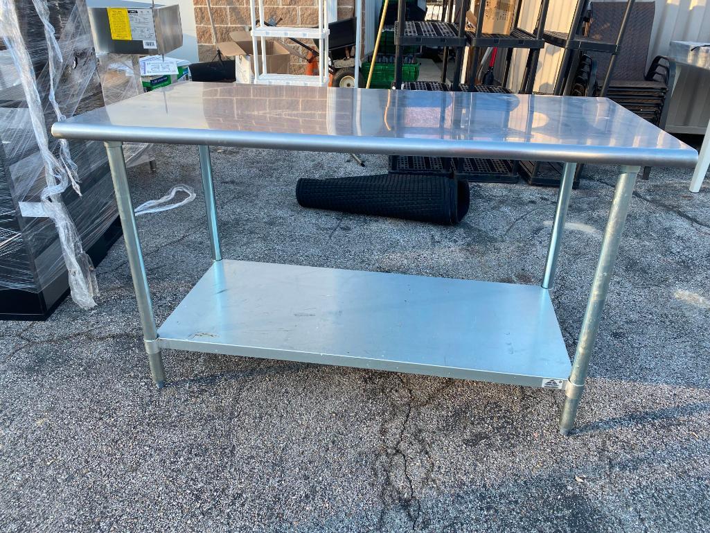Stainless Steel Prep Table w/ Lower Shelf, 60in x 30in x 35-1/2in H, NSF