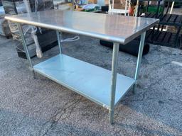Stainless Steel Prep Table w/ Lower Shelf, 60in x 30in x 35-1/2in H, NSF