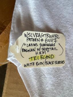 2 Boxes of T-Shirt Blanks, 72-M, 72-XL, LADIES SLEEVELESS RAGLAN W/ SHIRTTAIL HEM, TRI-BLEND, WHITE
