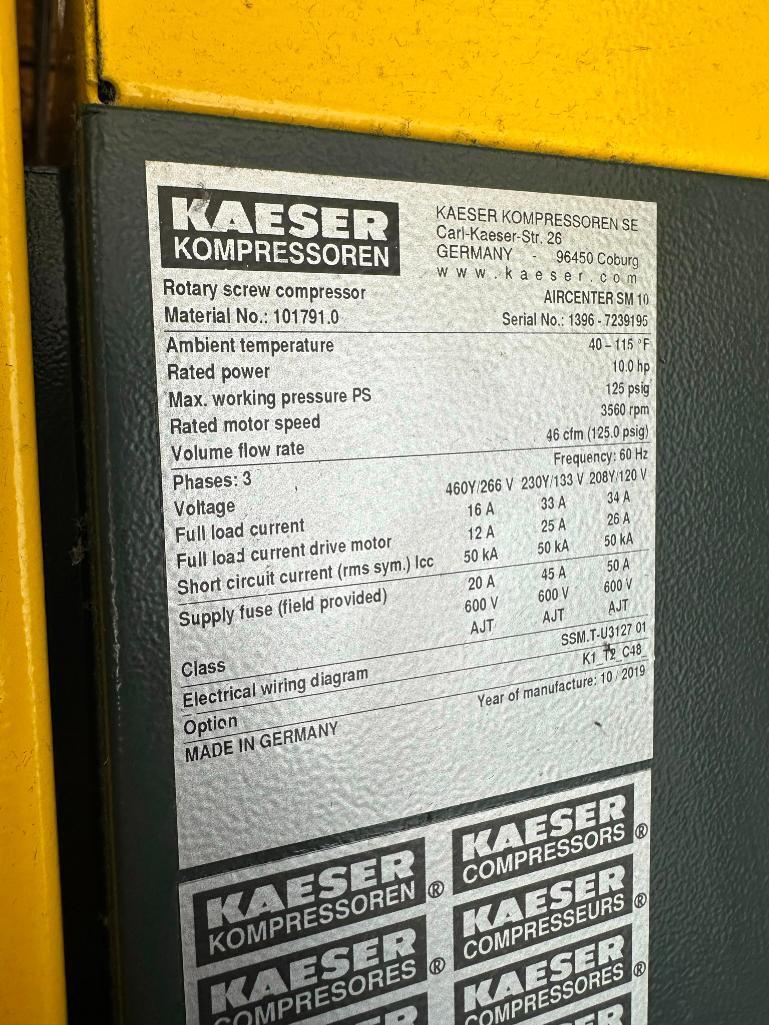 Kaeser Rotary Screw Compressor SM 10 Sigma 3ph Air Compressor w/ Dryer & Tank w/ Manuals