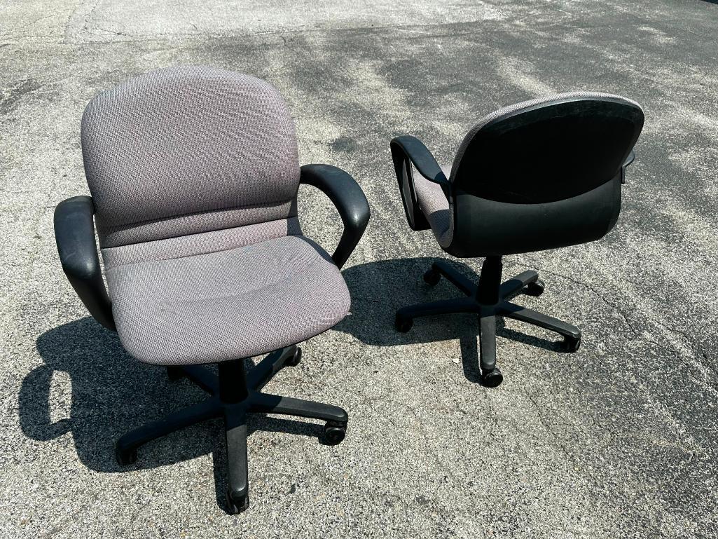 TWO SteelCase Office Chairs, Adjustable Height, w/ Arms & Mobile Base, 1 Bid for All