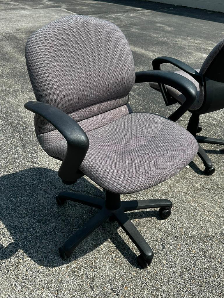 TWO SteelCase Office Chairs, Adjustable Height, w/ Arms & Mobile Base, 1 Bid for All