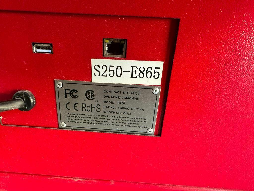 DVD Rental Machine Model S250, SN: S250-E865, 120v, Full of DVDs w/ Keys