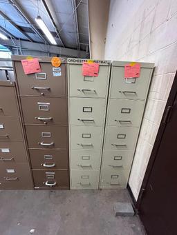 (3) 5-Drawer Metal File Cabinets, No Key - Two are Locked