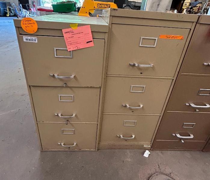 (2) 3-Drawer Metal File Cabinets, No Key