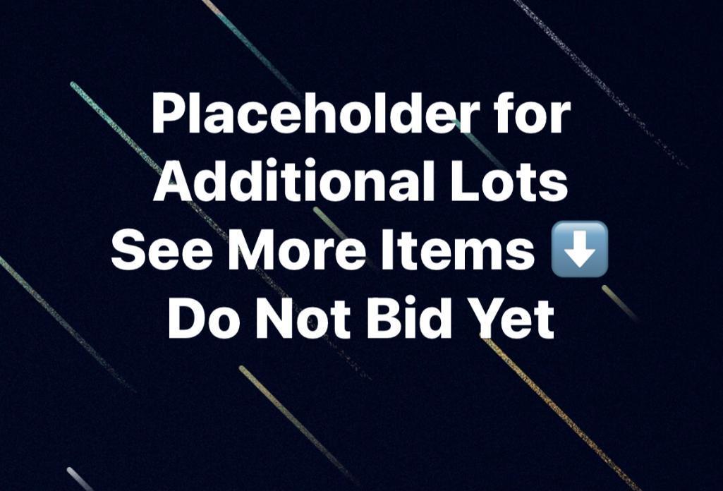 More Lots Coming Soon, Placeholder, DO NOT BID YET