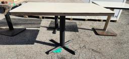 Lot of 4 Stone Top HD Dining Tables w/ Pedestal Bases, Tops Match, Bases Mixed, 3 Square, 1 Rect.