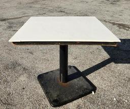 Lot of 4 Stone Top HD Dining Tables w/ Pedestal Bases, Tops Match, Bases Mixed, 3 Square, 1 Rect.