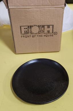 Case of 11, Front of House 6in Round Kiln Plates, Color: Pepper