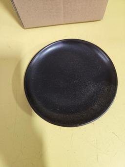 Case of 11, Front of House 6in Round Kiln Plates, Color: Pepper