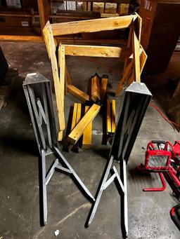 (2) Sets of Sawhorses, 1 Metal and 1 Wood