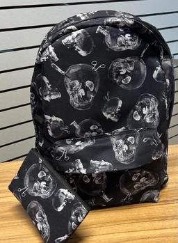Skull Backpack, Pouch, Vinyl Slip Mat, Wallets, Wrist Bands, Flask, etc