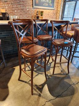 Lot of 4 High-Quality Bar Stools, 30in Cushioned Seat Height