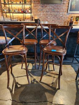 Lot of 4 High-Quality Bar Stools, 30in Cushioned Seat Height