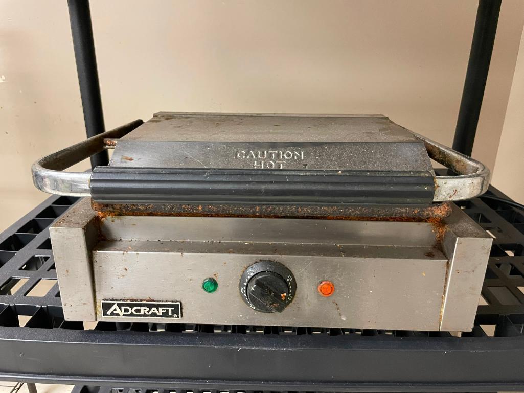 Adcraft Panini Grill Single-Flat Grill Model SG-811E/FB