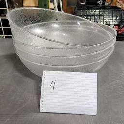 Lot of 4 New Cambro 16in Salad or Serving Pebbled Clear Bowls No. PSB16