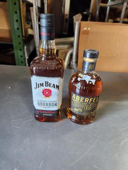 Lot of 2, Sealed Bottles, 1 Liter Jim Beam Bourbon Whiskey, .750ml Aberfeldy Single Malt Scotch 12yr