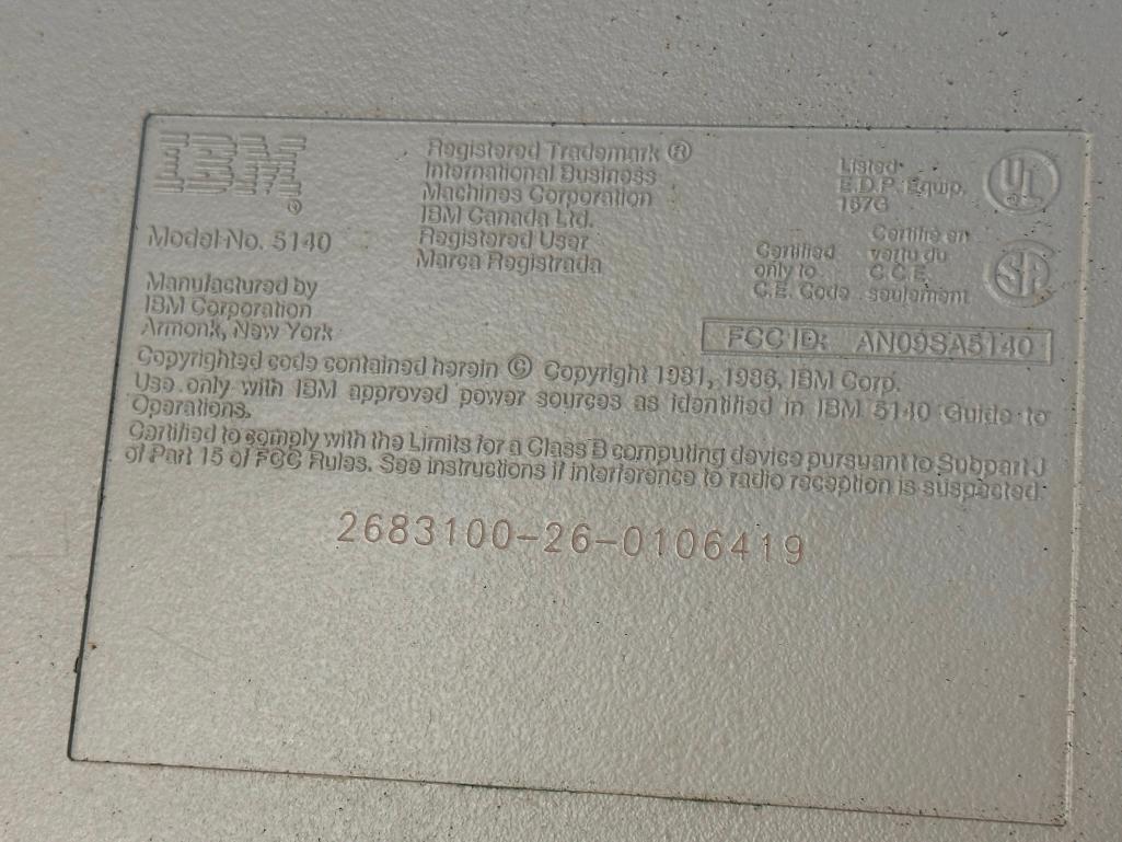 IBM Model No. 5140 Portable Personal Computer PC Convertible (Not Tested or Turned On)