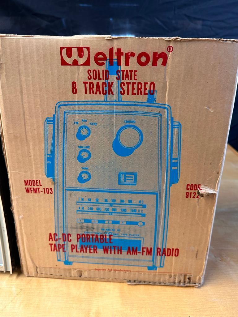 (2) Teltron Solid State 8 Track Stereo Model WFMT-103 w/ Orig. Box, RCA Victor Model 3RG-61G