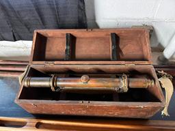 A. Saloe Co Antique Brass Transit and 2 Tripods, 1 Tripod Doesn't Fit to the Transit