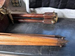A. Saloe Co Antique Brass Transit and 2 Tripods, 1 Tripod Doesn't Fit to the Transit