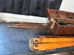 A. Saloe Co Antique Brass Transit and 2 Tripods, 1 Tripod Doesn't Fit to the Transit