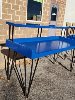 Regal Blue Folding Table w/ Upper Shelf 72in x 20in x 36in