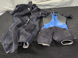 Lot of 2 Shorty Wetsuits / Diving Suits - Neoprene Size M & Rubber Size 2XL