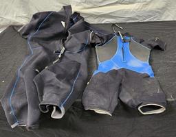 Lot of 2 Shorty Wetsuits / Diving Suits - Neoprene Size M & Rubber Size 2XL