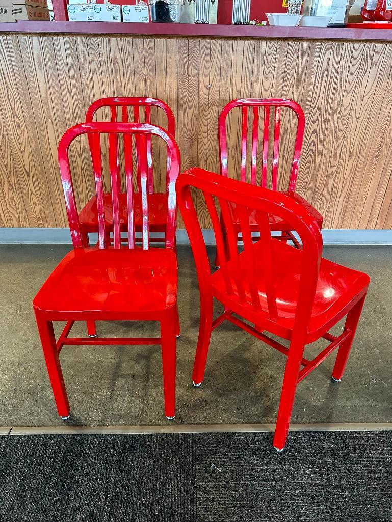 Lot of 4, Arline Aluminum Restaurant Chairs, Red, Sold 4 x $