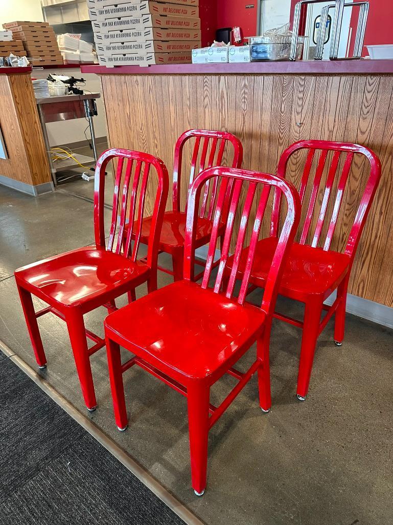 Lot of 4, Arline Aluminum Restaurant Chairs, Red, Sold 4 x $