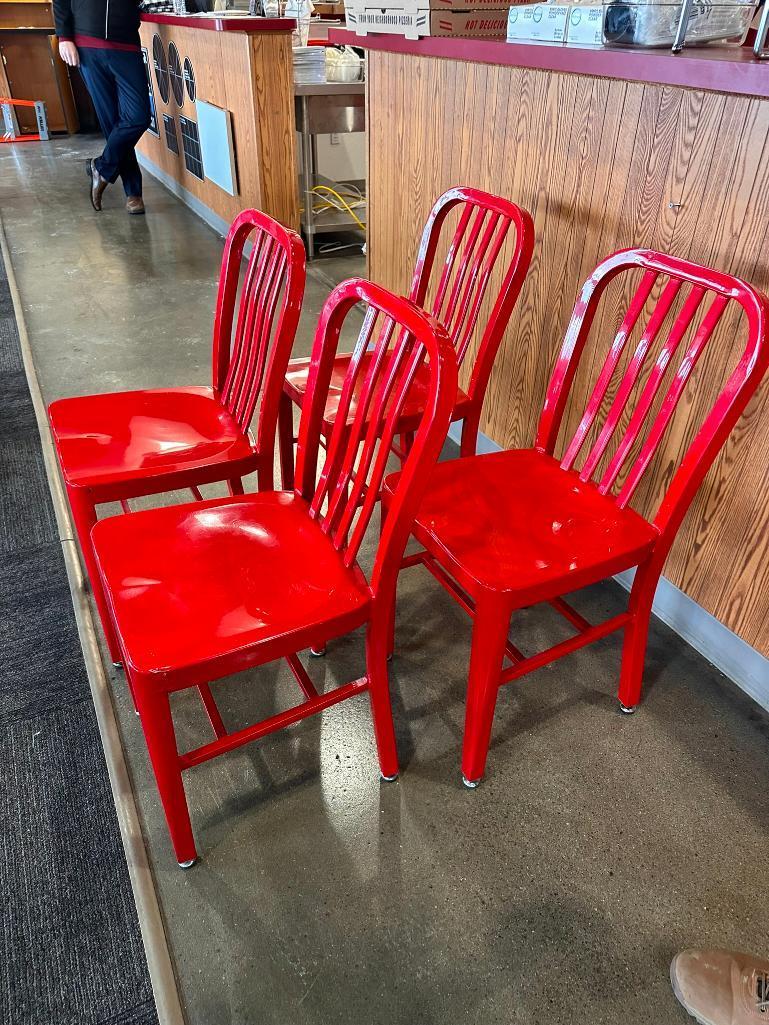 Lot of 4, Arline Aluminum Restaurant Chairs, Red, Sold 4 x $