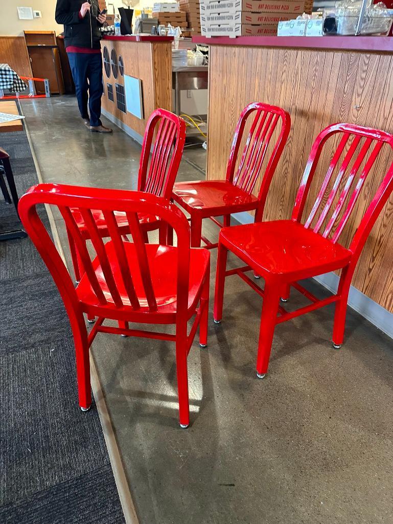 Lot of 4, Arline Aluminum Restaurant Chairs, Red, Sold 4 x $