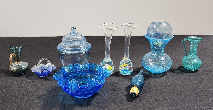 Assorted Art Glass Cracle and Possible Fenton