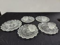 Brockway American Concord Snack Set - (4) Tea Cups w/ Saucer & Divided Tray
